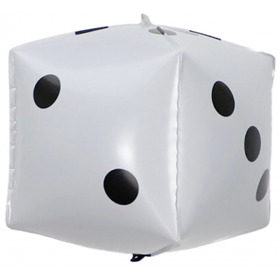 Шар с гелием, фольгированная 3D фигура, куб "Игральная кость, белая"