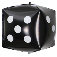 Шар с гелием, фольгированная 3D фигура, куб "Игральная кость, чёрная"