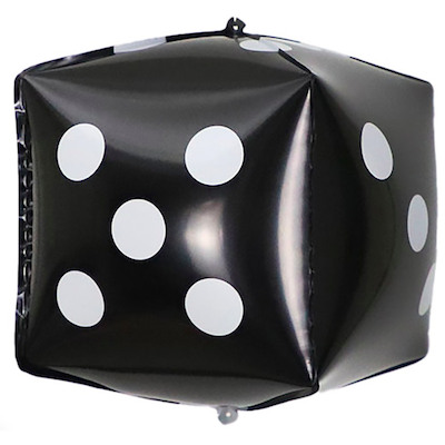 Шар с гелием, фольгированная 3D фигура, куб "Игральная кость, чёрная"