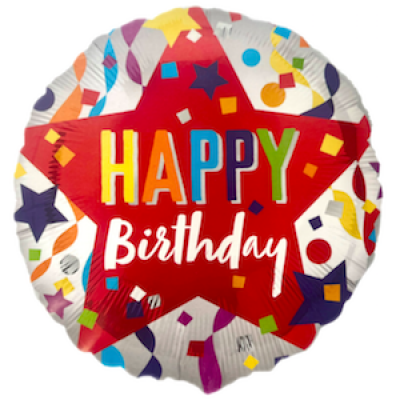Шар с гелием, фольгированный круг "Happy birthday, звезда"