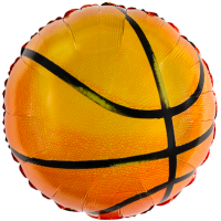 Шар с гелием, фольгированный круг "Баскетбольный мяч"