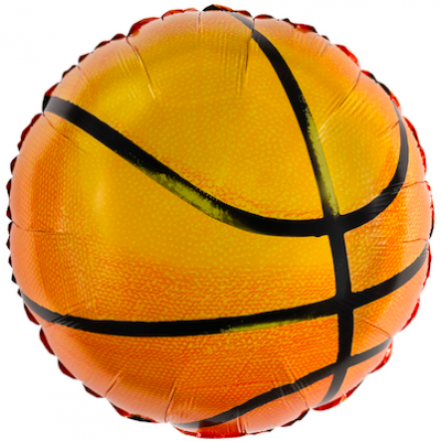 Шар с гелием, фольгированный круг "Баскетбольный мяч"