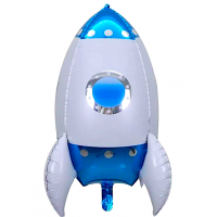 Шар с гелием, фольгированная 3D фигура "Ракета синяя"
