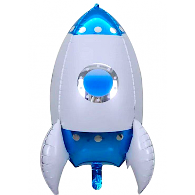 Шар с гелием, фольгированная 3D фигура "Ракета синяя"