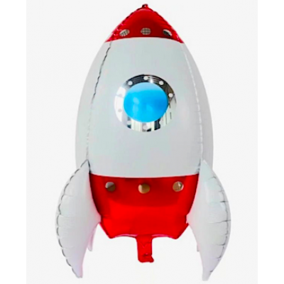 Шар с гелием, фольгированная 3D фигура "Ракета красная"