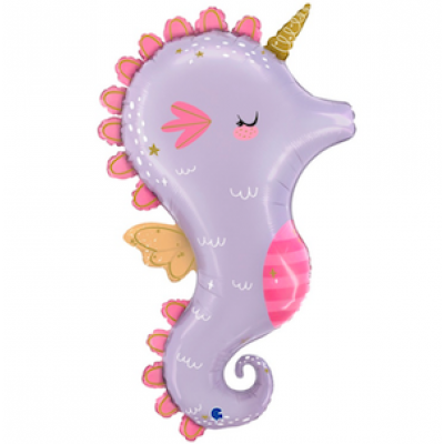 Шар с гелием, фольгированная фигура "Вольшебный морской конёк"