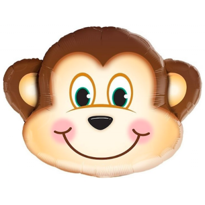 Шар с гелием, фольгированная фигура "Голова обезьяны"