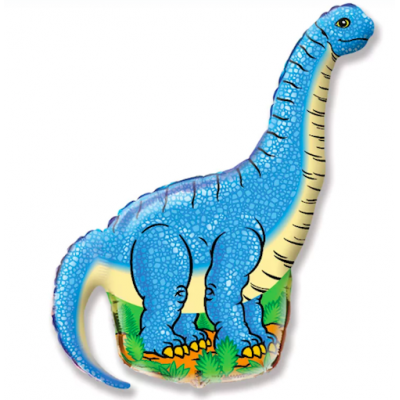 Шар с гелием, фольгированная фигура "Динозавр Диплодок, синий"