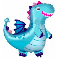 Шар с гелием, фольгированная фигура "Дракон голубой"