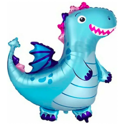 Шар с гелием, фольгированная фигура "Дракон голубой"