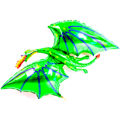 Шар с гелием, фольгированная фигура "Дракон зелёный"