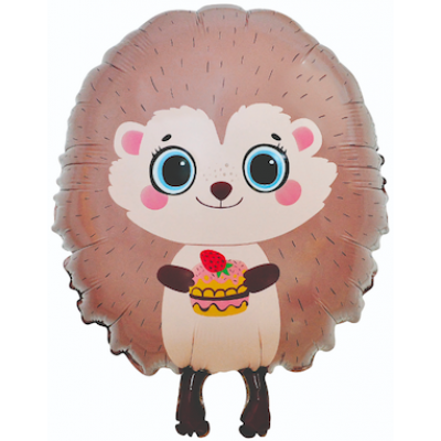 Шар с гелием, фольгированная фигура "Ёжик с кексиком"