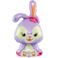 Шар с гелием, фольгированная фигура "Зайка сиреневый"
