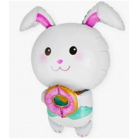 Шар с гелием, фольгированная фигура "Зайчик с пончиком"