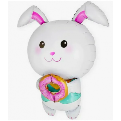Шар с гелием, фольгированная фигура "Зайчик с пончиком"