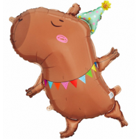 Шар с гелием, фольгированная фигура "Капибара в колпаке"