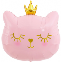 Шар с гелием, фольгированная фигура "Котёнок принцесса, розовый"