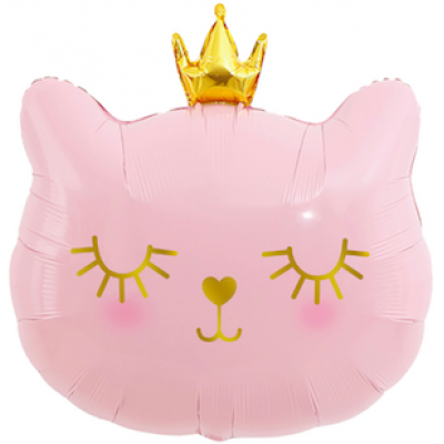 Шар с гелием, фольгированная фигура "Котёнок принцесса, розовый"