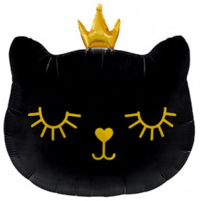 Шар с гелием, фольгированная фигура "Котёнок принцесса, чёрный!