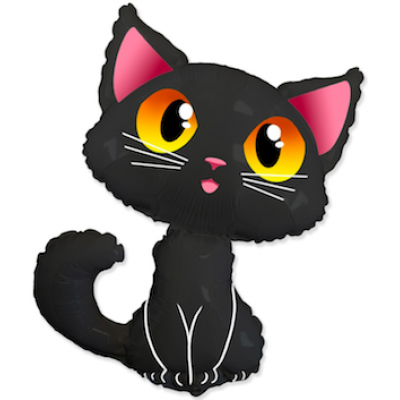 Шар с гелием, фольгированная фигура "Котёнок чёрный"