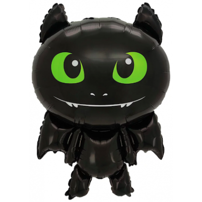 Шар с гелием, фольгированная фигура "Маленький дракон, чёрный"