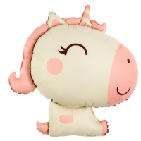 Шар с гелием, фольгированная фигура "Милый единорог, розовый"