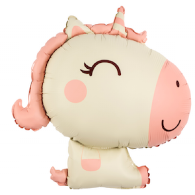 Шар с гелием, фольгированная фигура "Милый единорог, розовый"