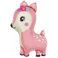 Шар с гелием, фольгированная фигура "Оленёнок розовый"