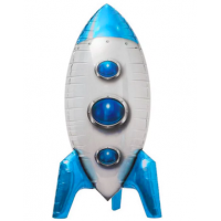 Шар с гелием, фольгированная фигура "Ракета 3D, синяя"