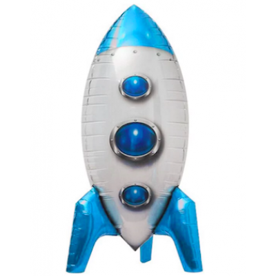 Шар с гелием, фольгированная фигура "Ракета 3D, синяя"