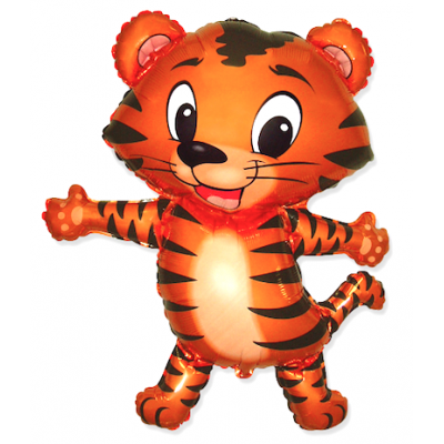 Шар с гелием, фольгированная фигура "Тигрёнок, чёрные полоски"