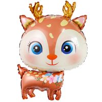 Шар с гелием, фольгированная фигура "Цветочный оленёнок, коричневый"