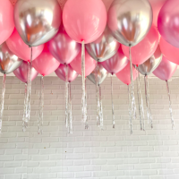 Хром серебро/розовый, пастель розовый, дождик серебро 50см - 15шт